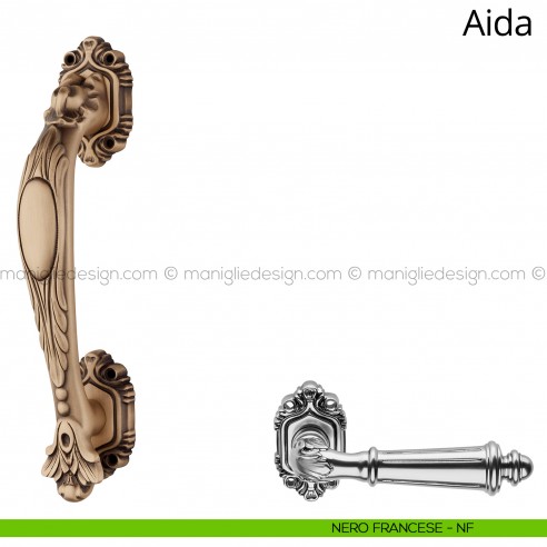 Maniglione per porta Aida Linea Calì con rosette nero francese