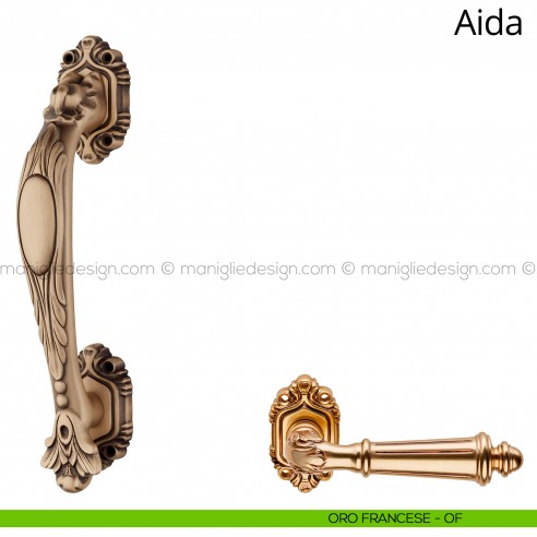 Maniglione per porta Aida Linea Calì con rosette oro francese