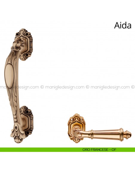 Maniglione per porta Aida Linea Calì con rosette oro francese