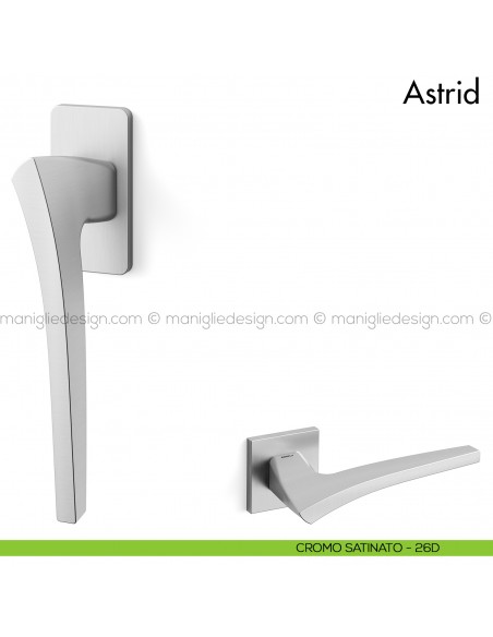 Maniglia per finestra martellina DK Astrid Mandelli cromo satinato
