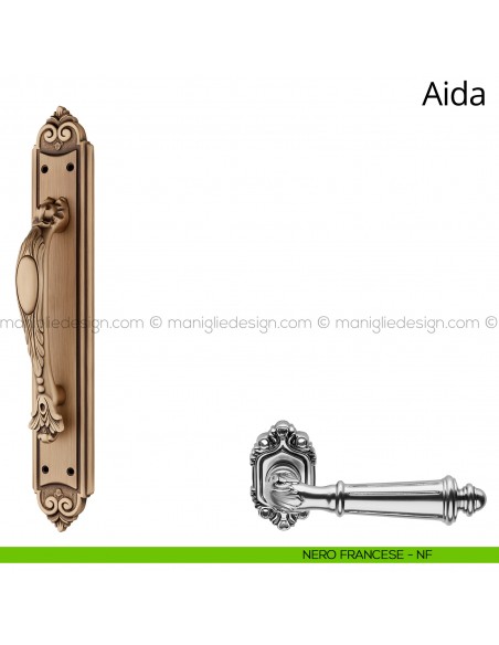 Maniglione per porta Aida Linea Calì con placca nero francese