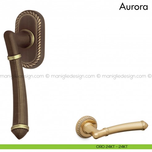 Maniglia per finestra martellina DK Aurora Mandelli oro 24 KT