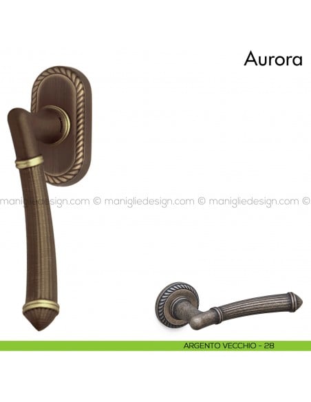Maniglia per finestra martellina DK Aurora Mandelli argento vecchio