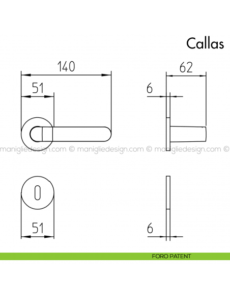 Maniglia per porta Callas Mandelli foro patent