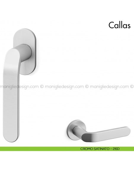 Maniglia per finestra martellina DK Callas Mandelli cromo satinato