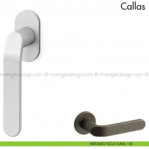 Maniglia per finestra martellina DK Callas Mandelli bronzo scultura