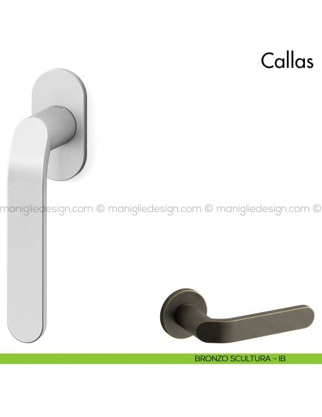 Maniglia per finestra martellina DK Callas Mandelli bronzo scultura