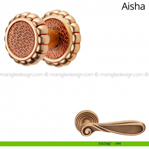 Pomolo per porta fisso Aisha Linea Calì con rosetta tonda patinè