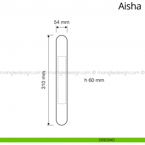 Maniglione per porta Aisha Linea Calì con placca Small