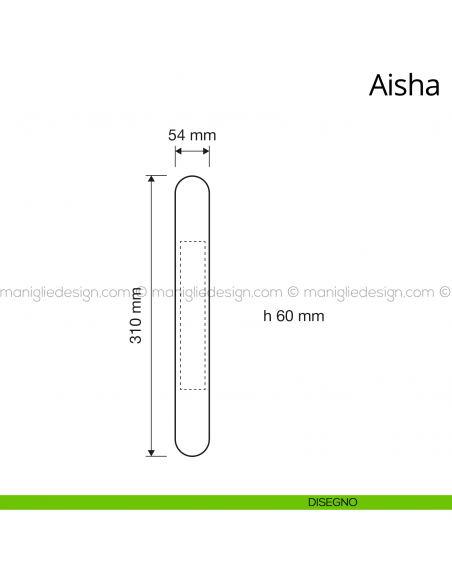 Maniglione per porta Aisha Linea Calì con placca Small