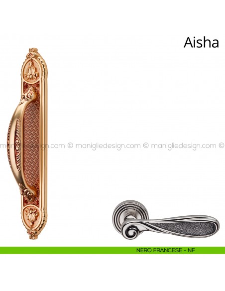 Maniglione per porta Aisha Linea Calì con placca Small