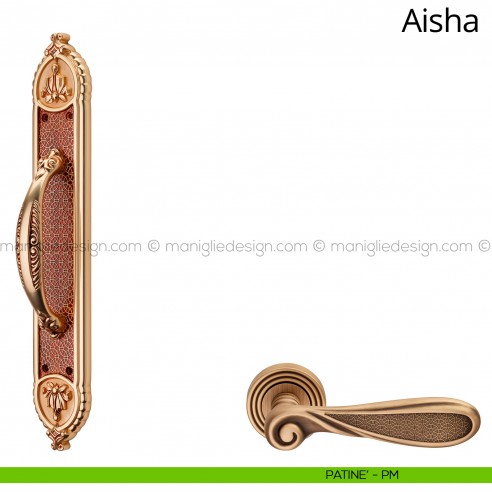 Maniglione per porta Aisha Linea Calì con placca big patinè