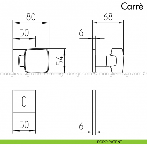 Maniglia per porta Carrè Mandelli foro patent