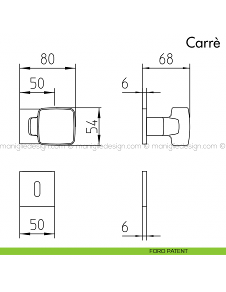 Maniglia per porta Carrè Mandelli foro patent