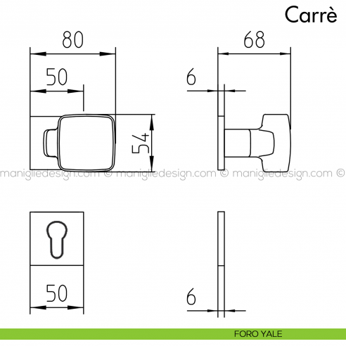 Maniglia per porta Carrè Mandelli foro yale