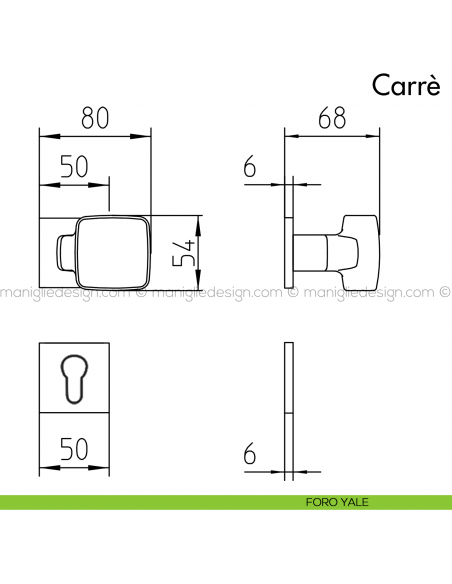 Maniglia per porta Carrè Mandelli foro yale