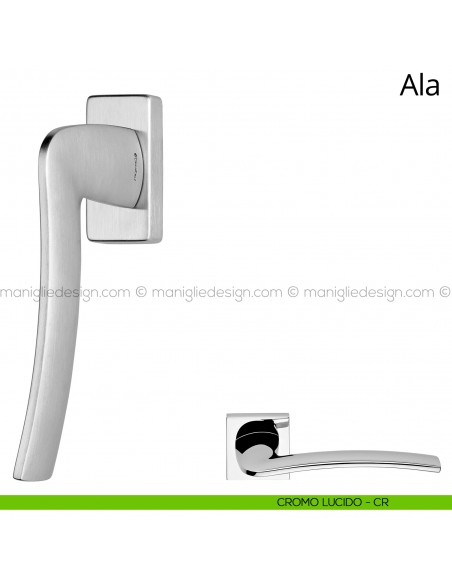 Maniglia per finestra martellina DK Ala Linea Calì cromo lucido