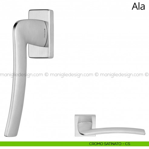 Maniglia per finestra martellina DK Ala Linea Calì cromo satinato