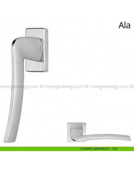 Maniglia per finestra martellina DK Ala Linea Calì cromo satinato