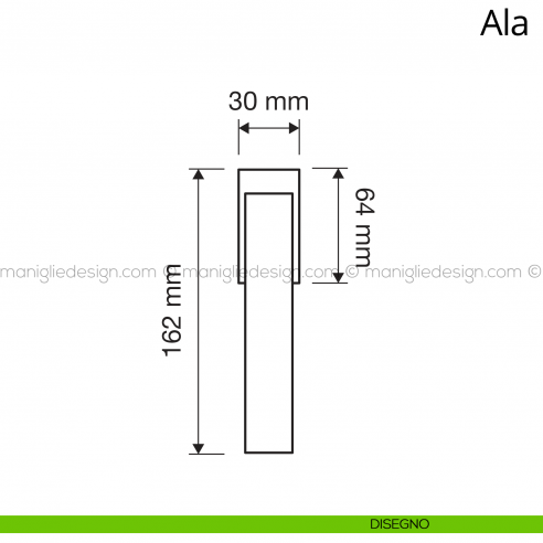 Maniglia per finestra martellina DK Ala Linea Calì disegno