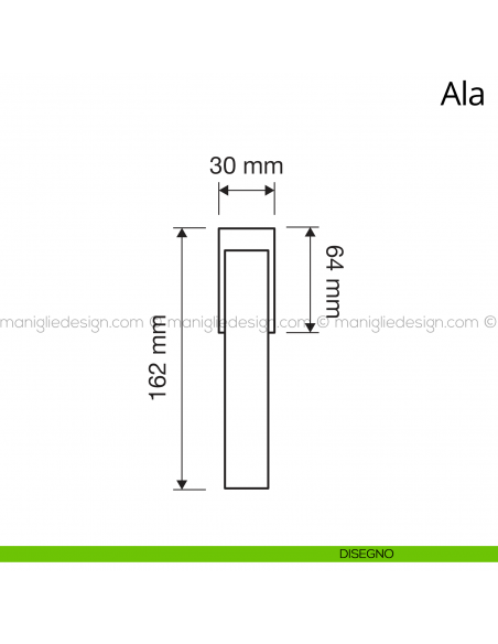 Maniglia per finestra martellina DK Ala Linea Calì disegno