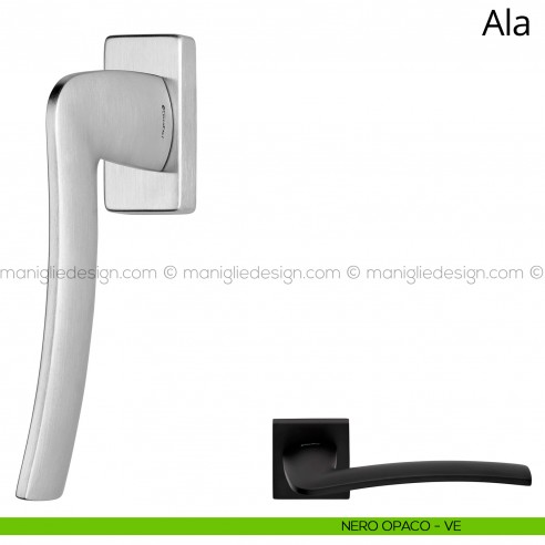 Maniglia per finestra martellina DK Ala Linea Calì nero opaco