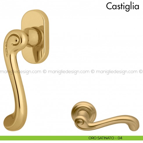 Maniglia per finestra martellina DK Castiglia Mandelli oro satinato