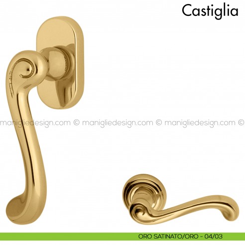 Maniglia per finestra martellina DK Castiglia Mandelli oro - oro satinato