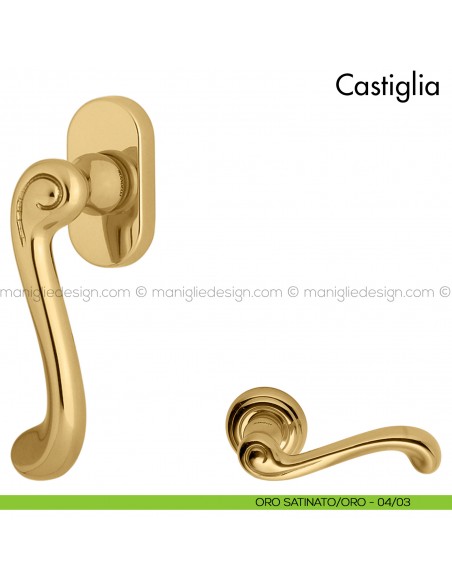 Maniglia per finestra martellina DK Castiglia Mandelli oro - oro satinato
