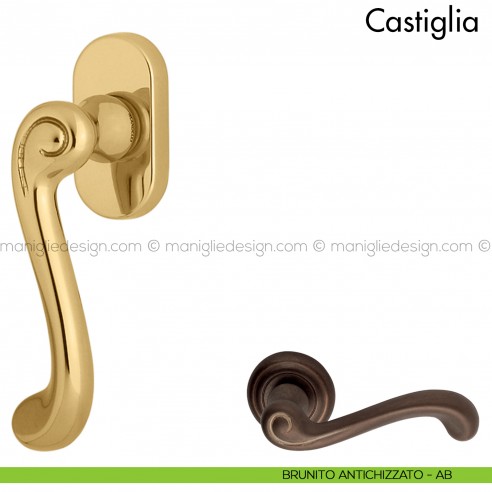 Maniglia per finestra martellina DK Castiglia Mandelli brunito antichizzato
