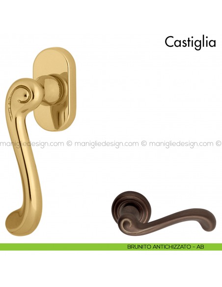Maniglia per finestra martellina DK Castiglia Mandelli brunito antichizzato