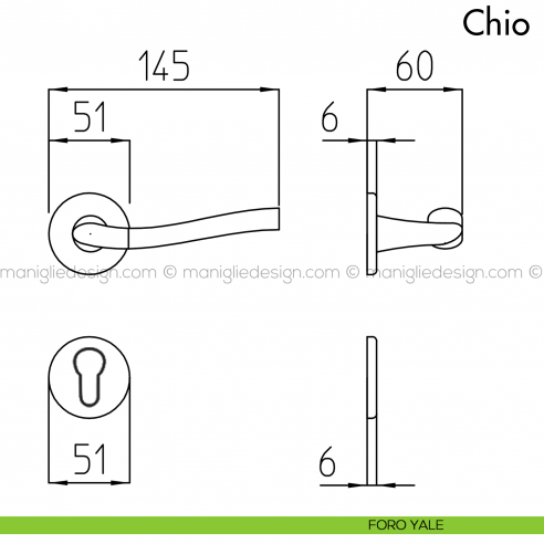 Maniglia per porta Chio Mandelli foro yale