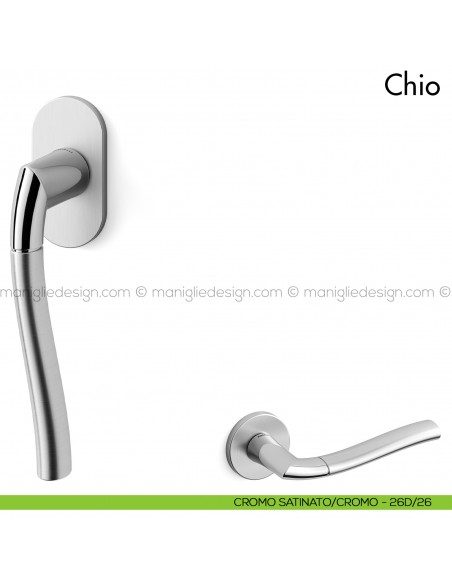 Maniglia per finestra martellina DK Chio Mandelli cromo - cromo satinato