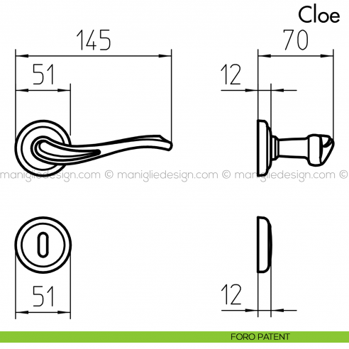 Maniglia per porta Cloe Mandelli foro patent