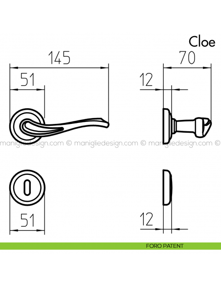 Maniglia per porta Cloe Mandelli foro patent
