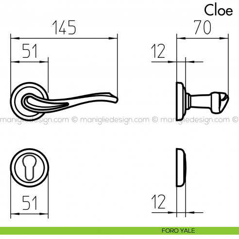 Maniglia per porta Cloe Mandelli foro yale