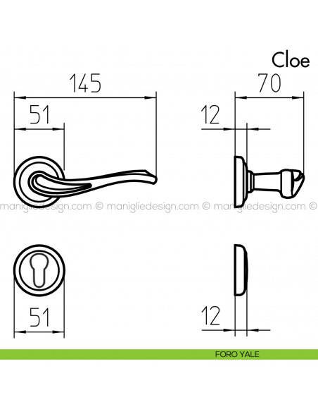 Maniglia per porta Cloe Mandelli foro yale