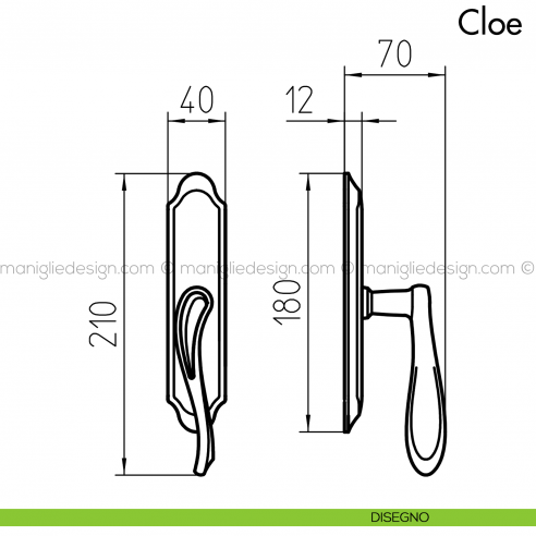 Maniglia per finestra cremonese Cloe Mandelli disegno