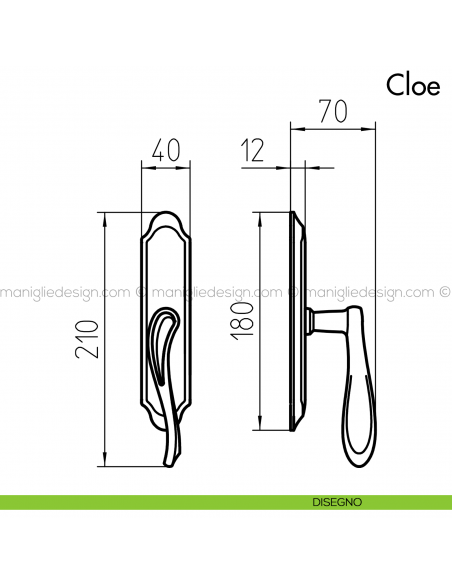 Maniglia per finestra cremonese Cloe Mandelli disegno