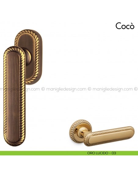 Maniglia per finestra martellina DK Cocò Mandelli oro