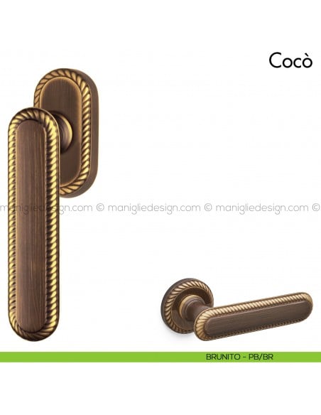 Maniglia per finestra martellina DK Cocò Mandelli brunito
