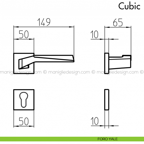 Maniglia per porta Cubic Mandelli foro yale