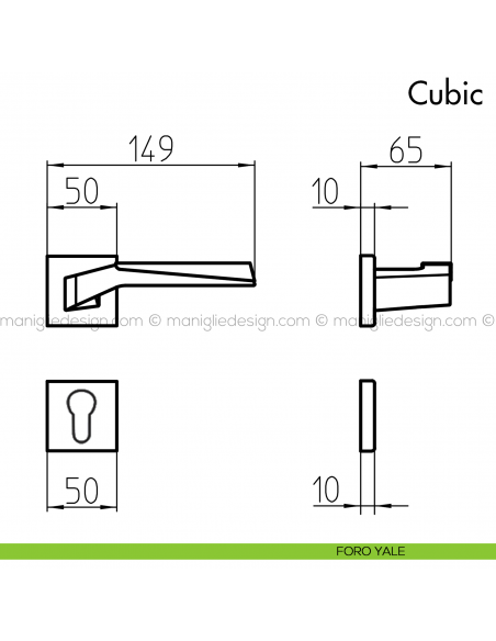 Maniglia per porta Cubic Mandelli foro yale