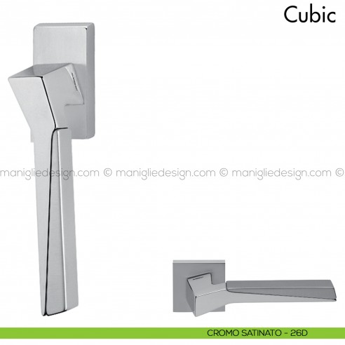 Maniglia per finestra martellina DK Cubic Mandelli cromo - cromo satinato