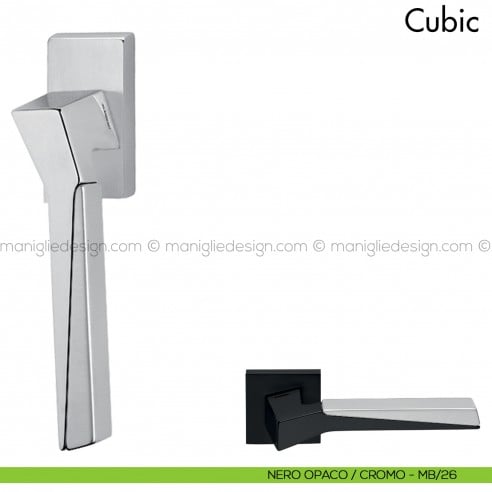 Maniglia per finestra martellina DK Cubic Mandelli nero opaco - cromo