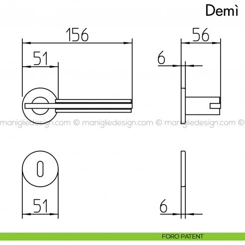 Maniglia per porta Demì Mandelli foro patent