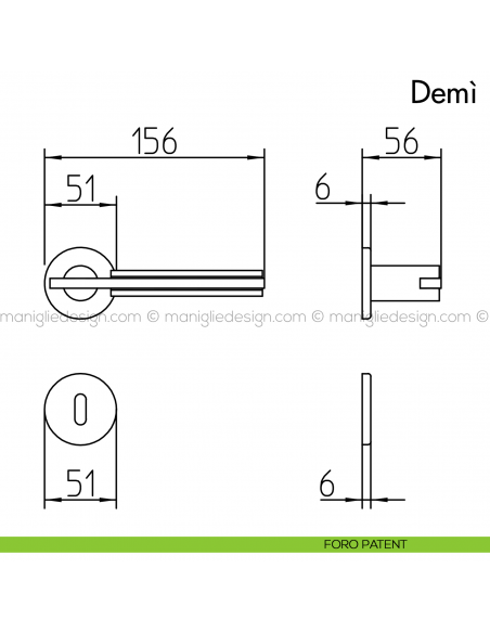 Maniglia per porta Demì Mandelli foro patent