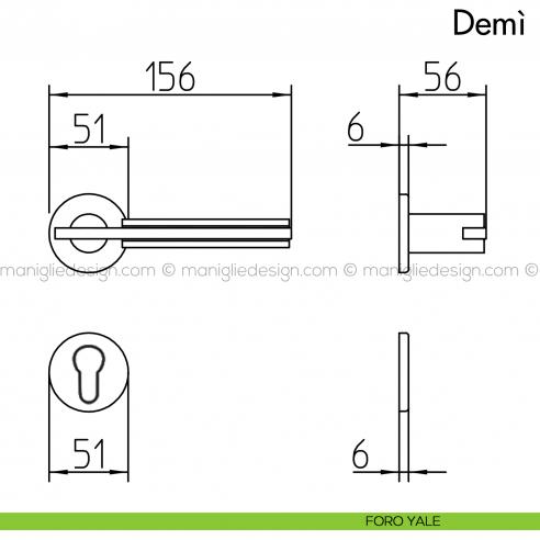 Maniglia per porta Demì Mandelli foro yale
