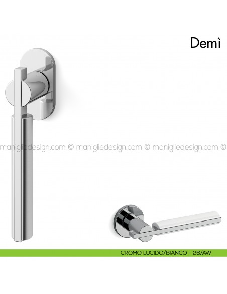 Maniglia per finestra martellina DK Demì Mandelli cromo - bianco