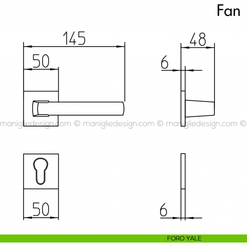 Maniglia per porta Fan Mandelli foro yale